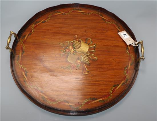 A satinwood tray diameter 46cm